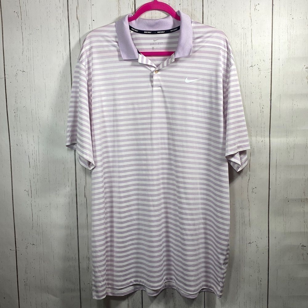 Nike Golf Dri-FIT Lavender Stripe Polo XL Golfcore Performance Sportwear